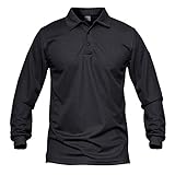 MAGCOMSEN Outdoor Shirts Herren Longsleeve Poloshirt Sportlich Sweatshirt Männer Atmungsaktiv Trainingshirt Sommer Sonnenschutz Shirt Military Armee Hemd Schwarz 3XL