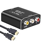 HDMI auf AV Konverter mit HDMI Kable, AMANAK 1080P HDMI zu 3RCA CVBS Adapter Composite Video Audio HDMI to Cinch Wandler Kompatibel mit DVD TV PS3 PAL NTSC VCR VHS STB usw