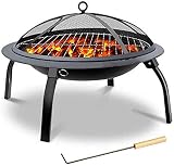 Outdoor Stahl Feuerstelle Tragbare Zusammenklappbare Feuerstelle Runde Picknick Feuerstelle Mit 4 Beinen Mit Funkenschutz Kamin Poker Schw