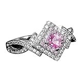 wojonifuiliy Kreuzgewickelter Zirkonring Damen Modeschmuck, Damenring Women Charme Weihnachtsring Kreativer Rosa Diamant Zirkon Edelsteine Ring für Partykleidung oder Alltagskleidung (A, 10)