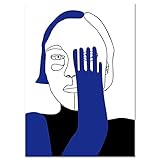 Abstrakte Matisse blau minimalistische Wandkunst Poster Charakter Malerei Nordic Bild moderne Familie rahmenlose Leinwand Malerei A1 40x60