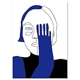 Abstrakte Matisse blau minimalistische Wandkunst Poster Charakter Malerei Nordic Bild moderne Familie rahmenlose Leinwand Malerei A1 40x60