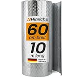 Hinrichs Isolierfolie Dämmfolie 10m x 60cm – Thermofolie für Fenster, Auto, Camping oder Pool – Perfekt als Wärmedämmung, Kälteschutz und Verdunklung