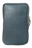 Arwin - Umhängetasche, Handytasche, | Geldtasche, Geldbörse Echt-Leder Tasche mit abnehmbarem und verstellbarem Schultergurt, geeignet für Handy bis zu 6,5 Zoll.| MADE IN ITALY (Taubenblau)