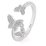 Miotlsy Ring Schmetterling Silber 925 Adjustable Ring Women Ringe Verstellbare Ringe Silber Für Mädchen, Geschenk Zum Jahrestag