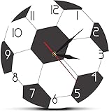 WYDSFWL Wanduhr Großer Fußball Druck Runde Acryl Wanduhr Stille Nicht tickend Moderne Wanduhr Jungenzimmer Sport Kunst Dekor Fußballliebhaber Geschenk Geeignet Für Wohnzimmer S