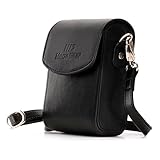 MegaGear MG700 Panasonic Lumix DC-ZS70, DC-TZ90, DMC-LX10, DMC-ZS60, DMC-TZ80, DMC-ZS100, TZ100, TZ101 Leder Kameratasche mit Trageriemen - Schw