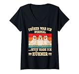 Damen Jetzt Habe Ich Hühner Lustiger Spruch Landwirt Chicken Huhn T-Shirt mit V