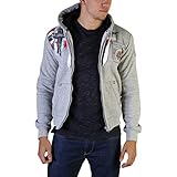 Geographical Norway FESPOTE Men - Herren Logo Sweatshirt - Herren Känguru-Taschen Kapuzenpulli Hoodie Shirt - Sweat Kapuzenpulli Sport Casual (L Grau)