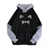 Damen Pullover Sweatshirt Graphic Sweatjacke Hoodie Mit Kapuze Streetwear Langarm Frauen Casual Solid Contrast Splice Tops Kapuzenpullover Slim Fit Freizeit Training - Pulli Fitness Athletic Sporttop