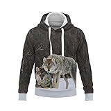 NHhuai Herren Sweatjacke Kapuzenjacke mit Kapuze Pullover mit Kapuze 3D männlicher Farbwolf Digitaldruck