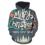 Weihnachtspullover für Herren, 3D Rentier Weihnachtsmann Druck Pullover Lustige Hässliche Damen Sweatshirts Leichter Xmas Pullover, blau, M