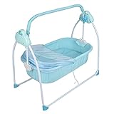 Elektrische Babywippe Schlafberuhigende Baby Elektrische Stubenwagen Neugeborenentrage Säuglingsbett Baby Beruhigende Schaukel Krippe(Blau)