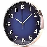 Modern Wanduhr Quartz Lautlos Wanduhr mit Navy blau Zifferblatt und rotgoldenem Gehäuse, High-End-Dekoration Wohnzimmer Schlafzimmer Küche Büro 30,5 cm, Rose G