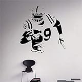 57 * 60Cm, Wandaufkleber, American Football Wandtattoo Fußballspieler Innenwandbilder Haushaltswaren Vinyl Graphiremovable Home Room Größe:56 * 54