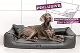 tierlando® Orthopädisches Hundebett Goofy VISCO | ~ inkl. Matratzenschoner ~ | Anti-Haar Kunstleder Hundesofa Hundekorb Gr. XXL 160cm Graphit O