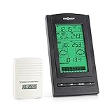 oneConcept Isfjorden - Wetterstation, Funk-Wetterstation, Außensensor, Batteriebetrieb, Wettertendenzanzeige, Alarm-Modus, Sturmwarnung, Barometer, Weckfunktion, schwarz-weiß