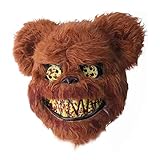 RunkeU Halloween Teddy Bear Maske Halloween Ghost Festival Maske - Masquerade Horror Scary Head Cover Geistermaske Brown Plüschmaske Kind Erwachsene Performance R