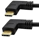 Kurzes USB C Stecker auf Stecker, 30 cm, rechts und links abgewinkelt, 90 Grad, USB 3.1 Typ C Stecker auf Stecker, Schnellladekabel für Laptop & Tablet & Handy (rechts & links abgewinkelt, M zu M)