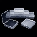 aupawdy 8 Stück Aufbewahrungsbox Box mit Klappdeckel mini aufbewahrungsbox 7 x7 x 1.7 cm,Klarem Kunststoff Aufbewahrungsbehälter für Artikel, Pillen, Kräuter, kleine Perlen, Schmuckzubehö