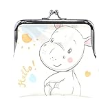 Geldbörse Niedlichen Nilpferd Cartoon Handgezeichnete Vektor Geldbörse Fall Mit Kuss Lock Verschluss Verschluss Geldbörse Für Frauen Mädchen 4,5x4,1 Z