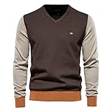 SSBZYES Herren Strickpullover V-Ausschnitt Pullover Sweatshirt Lässige Kontrastfarben Pullover Pullover Spleißen Ärmel Lässige Kontrastfarben Baumwollstrickw