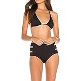 ZWXIN Triangel-BH mit hoher Taille Bikini-Set, Frauen Sexy Solide Aushöhlen Bademode Split Badeanzug Strand Neckholder Bikini-Ob