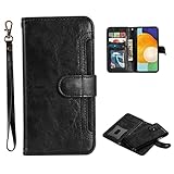 Oihxse Leder Handyhülle Kompatibel mit Samsung Galaxy Note 8, 2 in 1 Abnehmbare Hülle mit Kartenfach Brieftasche Flip Geldscheinfach Geldbeutel Schutzhülle Wallet Case Cover - Schw