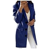 Wintermantel Damen Elegante Lang Wollmantel GroßE GrößEn Schlanke Knöpfe Trenchcoat Business Blazermantel Jacke Outwear Warm Frauenmantel Einfarbig Revers Winterjack