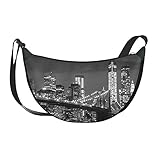 ALALAL Handtaschen für Damen Umhängetasche Brooklyn Bridge und Manhattan Skyline bei Nacht In Handtasche für Damen Umhängetasche für Jugendliche mit Reißverschluss für D