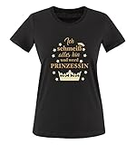 Comedy Shirts - Ich schmeiß Alles hin und werd Prinzessin - Krone - Damen T-Shirt - Schwarz/Hellbraun-Beige Gr. XXL