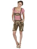 Damen Wiesnzauber Lederhose braun mittellange Trachtenlederhosen Oktoberfest Trachtenhose (38, Dunkelbraun)