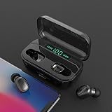 ist Präfekt für Streaming / Podcasting / Gaming TWS. Wireless Bluetooth 5.0 Kopfhörer 8D Stereo 3500mAh Power Bank Tragbare Kopfhörer mit Mikrofon ( Color : Black , Size : Double with Charging Box )