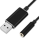 GeekerChip USB auf 3.5mm Klinke Aux Adapter,USB Externe Stereo-Soundkarte mit Chip,TRRS 4 poliges Mikrofon,für Headset,PC,PS4,Laptop, Desktops,Lautsp