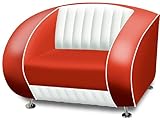 Bel Air Amerikanischer Sessel Retro Style Möbel usa 50er Sofa Designer Sessel Gastronomie Möbel (Red/White)