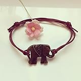 Elefant Armband in Bordeaux-Rot Bronze Größenverstellbar, elephant/vintage/ethno/hippie/must have/statement/florabella schmuck/afrika/tier/natur/indien/gewachste Baumw