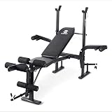 KirinSport Multifunktion Hantelbank, 4-Fach Verstellbar Klappbar ProfiGym Trainingsbank mit Langhantelablage, Beincurler & Butterfly Drückerbank Schrägbank Fitnessg