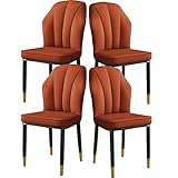 JFIA65A Modern Modernes Design PU- Leder Esszimmerstuhl 4er- Set Mit Rückenlehne Weichem Kissen Und Stabilen Metallbeinen Für Wohnzimmer Schlafzimmer Küche Sessel (Color : Orange)