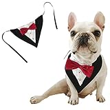 FeiLuo Hund Bandana Haustier Dreieck Lätzchen Schals Wendbare Verstellbare Kragen Gentleman Fliege Anzug Neuheit Bandanas Hunde Halstuch Mode Hochzeitskleid Kopftuch für Welpen und Katze (Rot)