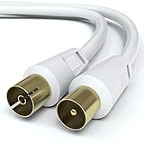 JAMEGA 10m Antennen-Kabel - HDTV - Koaxial-Kabel 4K Koax Stecker - Koax Kupplung TV, Radio, Kabelfernsehen DVB-T, DVB-C, DVB-S, DVB-S2, UKW, DAB, DAB+ - Weiß