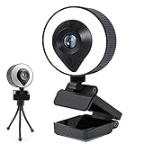 Webcam 2K HD mit Mikrofon, Autofokus und Ringlicht USB Kamera,PC Web Kamera Stativ für Videotelefon tudium,Webcams Aufnahme, Mac, Laptop, Skyp