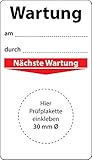 Grundplakette Wartung am durch, 100 Stück, 70 x 40 mm, Vinylfolie, selbstklebend, Wartungsetikett für Prüfplak