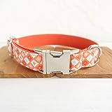 Gulunmun Klassische Halsbänder Handgemachter Hund Ring Metalllegierung Schnalle Zugkragen Bissfest Komfort Kragen Versenkbare Orange S (Breite: 2,0 cm Länge: 31-41 cm)