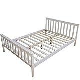 Homestyle4u 890, Holzbett Weiß 140x200 cm, Bettgestell mit Lattenrost, H