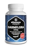 Darmflora Vital Kapseln hochdosiert magensaftresistent, 60 vegane Kapseln Probiotika für 1 Monat Darmkur mit 12 aktiven Darm-Bakterien-Kulturen + Inulin, 16,2 Mrd. KBE pro Tag, Made in Germany