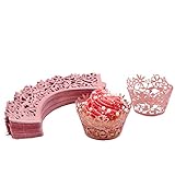 Melidoo 60 Stück Cupcake Wrappers Papierförmchen Muffin Förmchen für Geburtstage, Hochzeiten, Baby Shower (Pink/Rosa)
