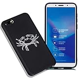 Hpory Kompatibel mit Huawei Y5 2018 Hülle, Handyhülle Huawei Y5 2018 Sternzeichen Muster Weiche TPU Silikon Schwarz Bumper Schale Back Case Cover Handytasche Etui Schutzhülle - Cancer Kreb