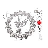 RUIYELE 3D-Edelstahl-Windspiel, geometrisches Muster, Metall, Windspiel, Spiegel, zum Aufhängen, Zuhause, Hof, Garten, Terrasse, Fenster, Kunst, Dekoration, Geschenke für innen und außen (Vogel)