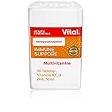 VITAL Immune Support - Immunsystem Stärken, Vitamin D, C, A | 30 Tabletten | Selen und Zink Tabletten | Nahrungsergänzungsmittel, Hochdosiert Vitamine und M