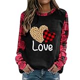 Valentinstag Sweatshirt Damen Teenager Mädchen Valentinspullover Aufdruck Valentinspulli Top